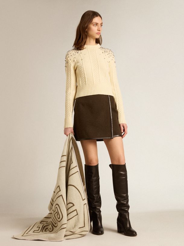Bark colored wool miniskirt Golden Goose
